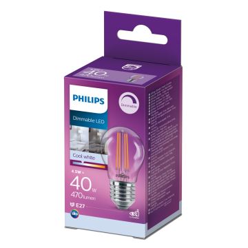 Светодиодная лампочка с регулированием яркости VINTAGE Philips P45 E27/4,5W/230V 4000K