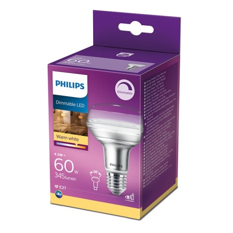 Светодиодная прожекторная лампочка с регулированием яркости Philips E27/4,2W/230V 2700K