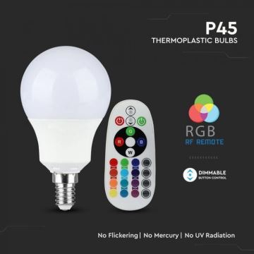 Светодиодная RGB-лампочка с регулированием яркости E14/3,5W/230V 6400K + пульт ДУ