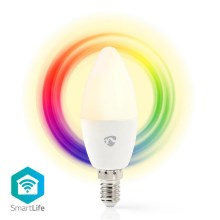 Светодиодная RGB-лампочка с регулированием яркости Smartlife E14/4,5W/230V Wi-Fi 2700К