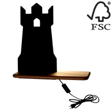 Светодиодный детский настенный светильник с полкой TOWER LED/4W/230V черный/дерево - сертифицировано FSC