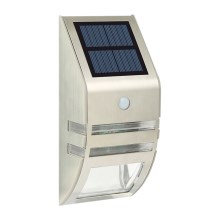 Светодиодный настенный светильник на солнечной батарее с датчиком LED/3,7V IP44 матовый хром