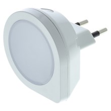 Светодиодный навигационный светильник в розетку с датчиком LED/0,4W/230V 3000K белый