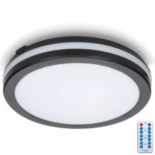 Светодиодный потолочный светильник для ванной комнаты с датчиком LED/18W/230V 3000/4000/6500K IP65 диаметр 30 см черный + дистанционное управление