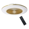 Светодиодный потолочный светильник с регулированием яркости и вентилятором ARIA LED/38W/230V 3000-6000K золотой + дистанционное управление