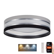 Светодиодный потолочный светильник с регулированием яркости SMART CORAL LED/24W/230V Wi-Fi Tuya черный/серый + дистанционное управление