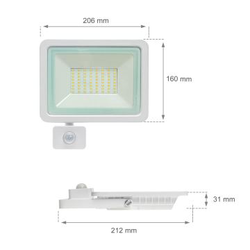Светодиодный уличный прожектор с датчиком NOCTIS LUX 2 LED/50W/230V 4000K IP44 белый