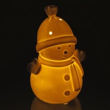 Светодиодное рождественское фарфоровое украшение LED/3xLR44 снеговик