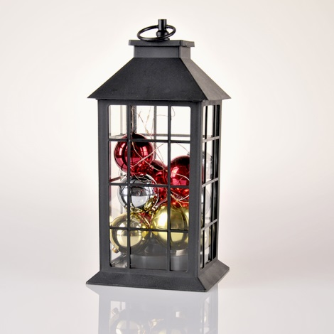 Светодиодное рождественское украшение «Фонарь с шариками» LED/3xAAA черное
