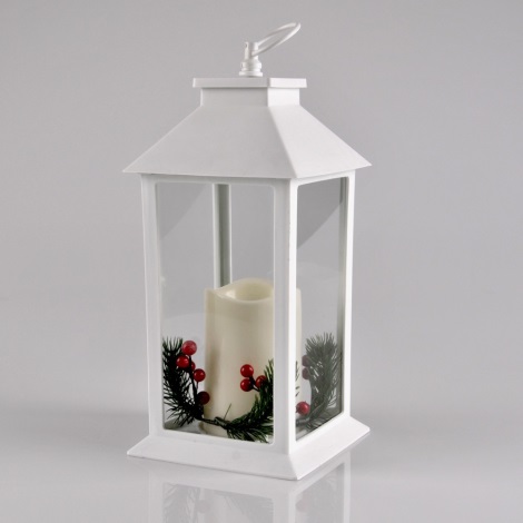 Светодиодное рождественское украшение «Фонарь со свечой» LED/3xAAA белое