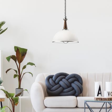 Витяжна люстра CHIARA 1xE27/60W/230V срібляста/темно-коричнева/бук