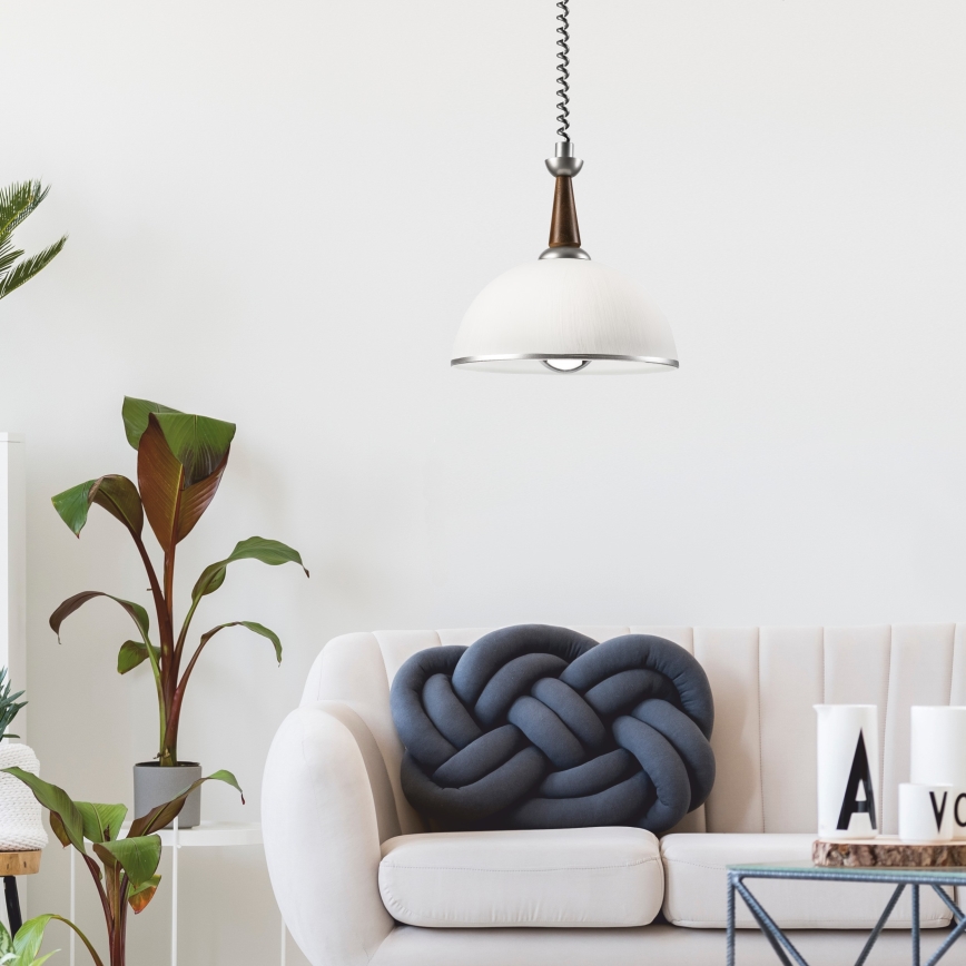 Витяжна люстра CHIARA 1xE27/60W/230V срібляста/темно-коричнева/бук