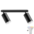 Світильник для ванної LED RGBW з регулюванням яскравості TURYN 2xGU10/6,5W/230V 2700-6500K Wi-Fi IP44 чорний