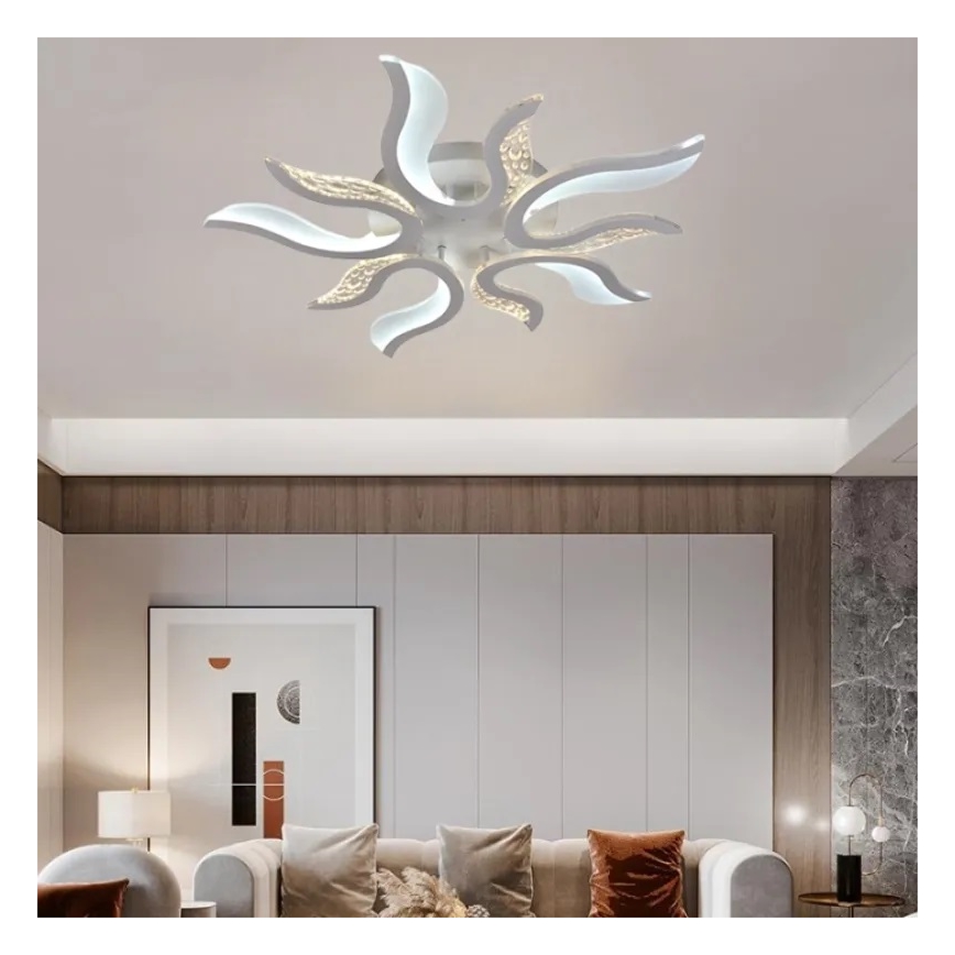 Світлодіодна регульована накладна люстра LED/65W/230V 3000-6500K біла + дистанційне керування