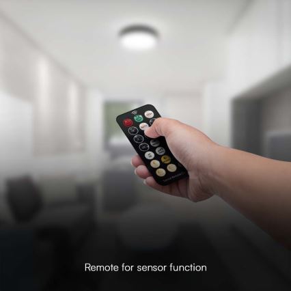 Світильник для ванної кімнати на стелю з LED, сенсором, LED/36 Вт/230 В, 4000K, IP44, діаметр 42 см, чорний + пульт дистанційного керування