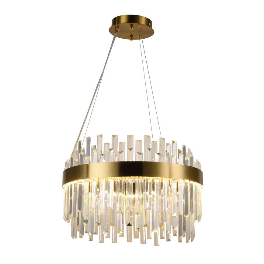 Світлодіодна регульована кришталева люстра на тросі LED/70W/230V 3000-6500K золота + дистанційне керування