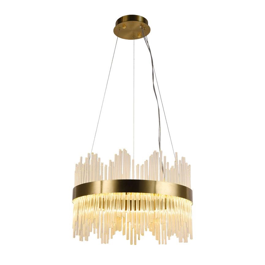 Світлодіодна регульована кришталева люстра на тросі LED/70W/230V 3000-6500K золота + дистанційне керування