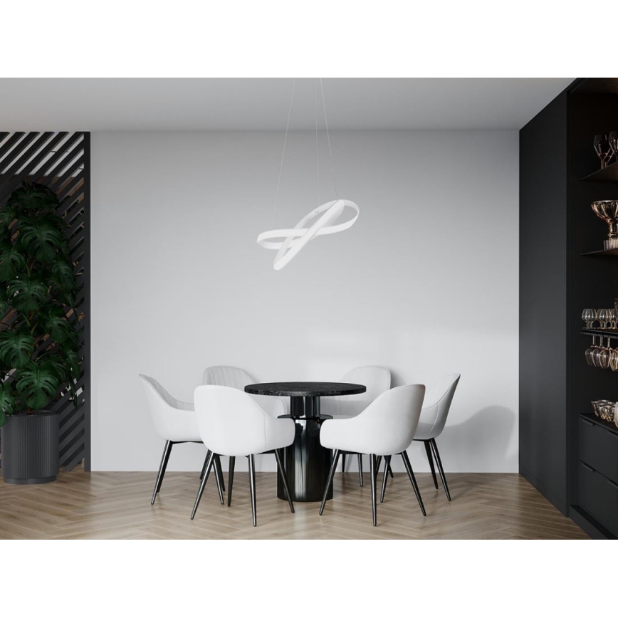 Світлодіодна регульована люстра на тросі LED/70W/230V 3000-6500K діам. 55 см біла + дистанційне керування