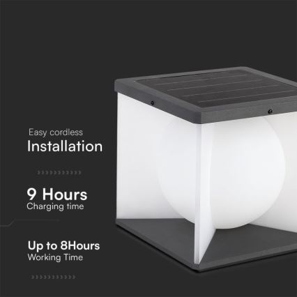 Світлодіодний регульований сонячний настінний світильник LED/3W/3,7V IP65 3000K 2600 mAh + дистанційне керування