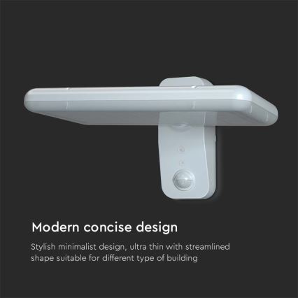 Світлодіодний сонячний настінний світильник з датчиком LED/15W/3,2V 4000K/6000K IP65 6000 mAh білий