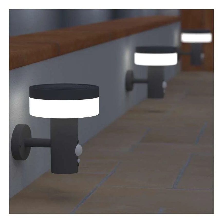 Світильник на сонячній батареї для стіни з датчиком LED/2W/3,7V 1200 mAh IP44