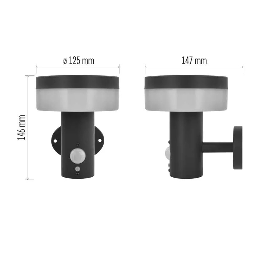 Світильник на сонячній батареї для стіни з датчиком LED/2W/3,7V 1200 mAh IP44
