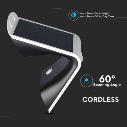 Світлодіодний сонячний настінний світильник з датчиком LED/3W/3,7V 3000/4000K IP65 2000 мАг білий