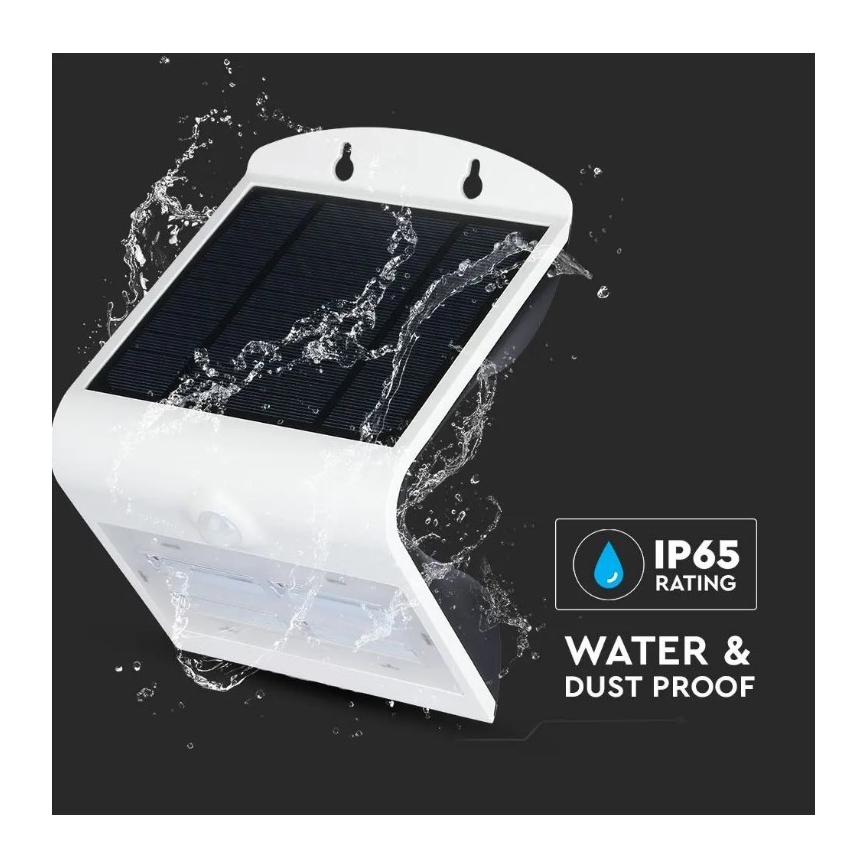 Світлодіодний сонячний настінний світильник з датчиком LED/3W/3,7V 3000/4000K IP65 2000 мАг білий