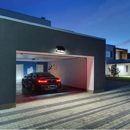 Світильник на сонячній батареї для стіни з LED-датчиком LED/7W/3,7V 4000K IP65 4000 mAh чорний