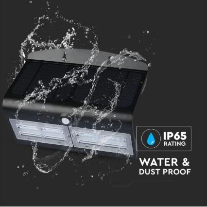 Світильник на сонячній батареї для стіни з LED-датчиком LED/7W/3,7V 4000K IP65 4000 mAh чорний