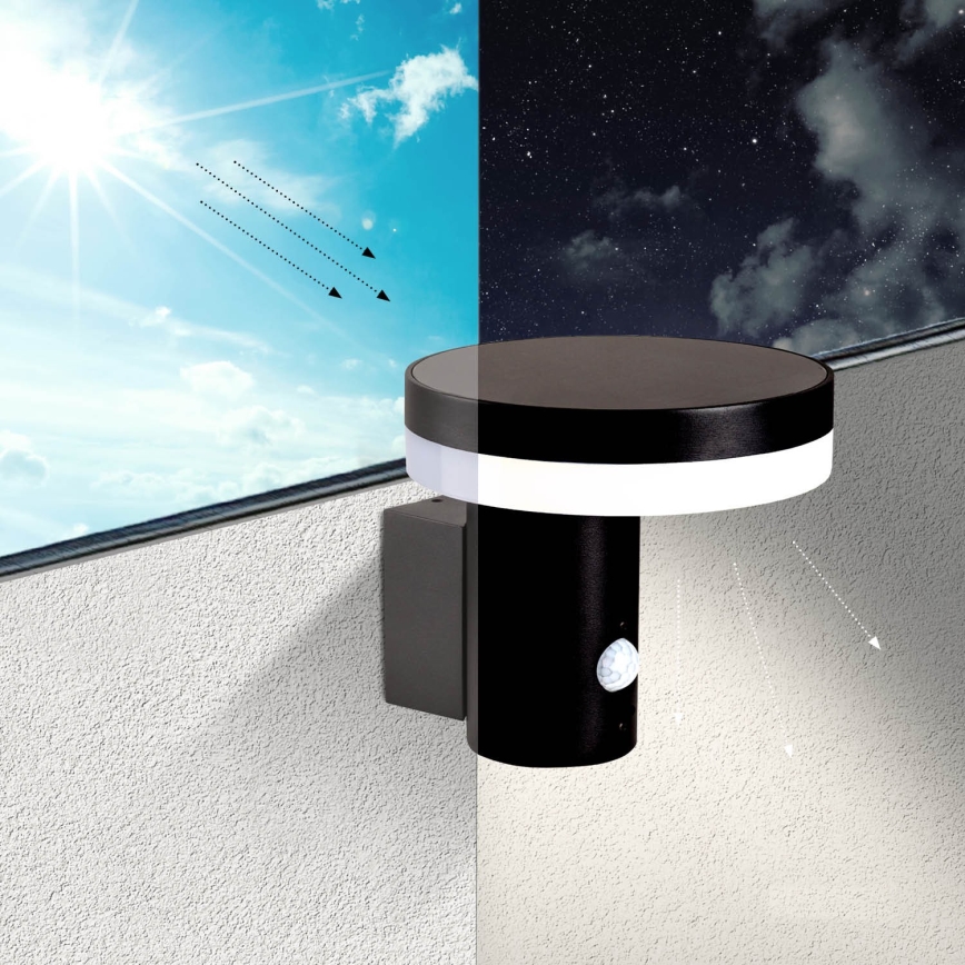 Світильник на сонячних батареях для настінного монтажу з датчиком SOLARIS3 LED/5,5W/3,7V 4000K IP44 2600 mAh