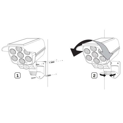 Світлодіодна сонячна модель камери безпеки з датчиком КАМЕРА LED/1W/3,7V 1200 мАг IP44 + дистанційне керування