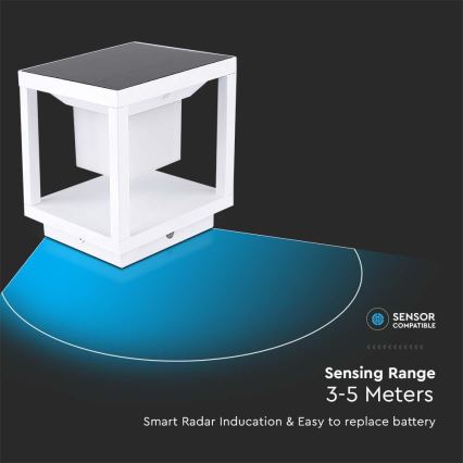Світильник на сонячній батареї з LED-датчиком LED/2W/5,5V 3000K IP65 2600 mAh білий