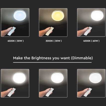 Світлодіодний регульований стельовий світильник LED/40W/230V 3000K/4000K/6500K діаметром 51 см + пульт дистанційного керування