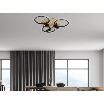 Світлодіодний регульований стельовий світильник LED/70W/230V 3000-6500K чорний/коричневий + дистанційне керування