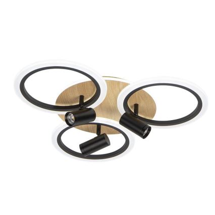 Світлодіодний регульований стельовий світильник LED/70W/230V 3000-6500K чорний/коричневий + дистанційне керування