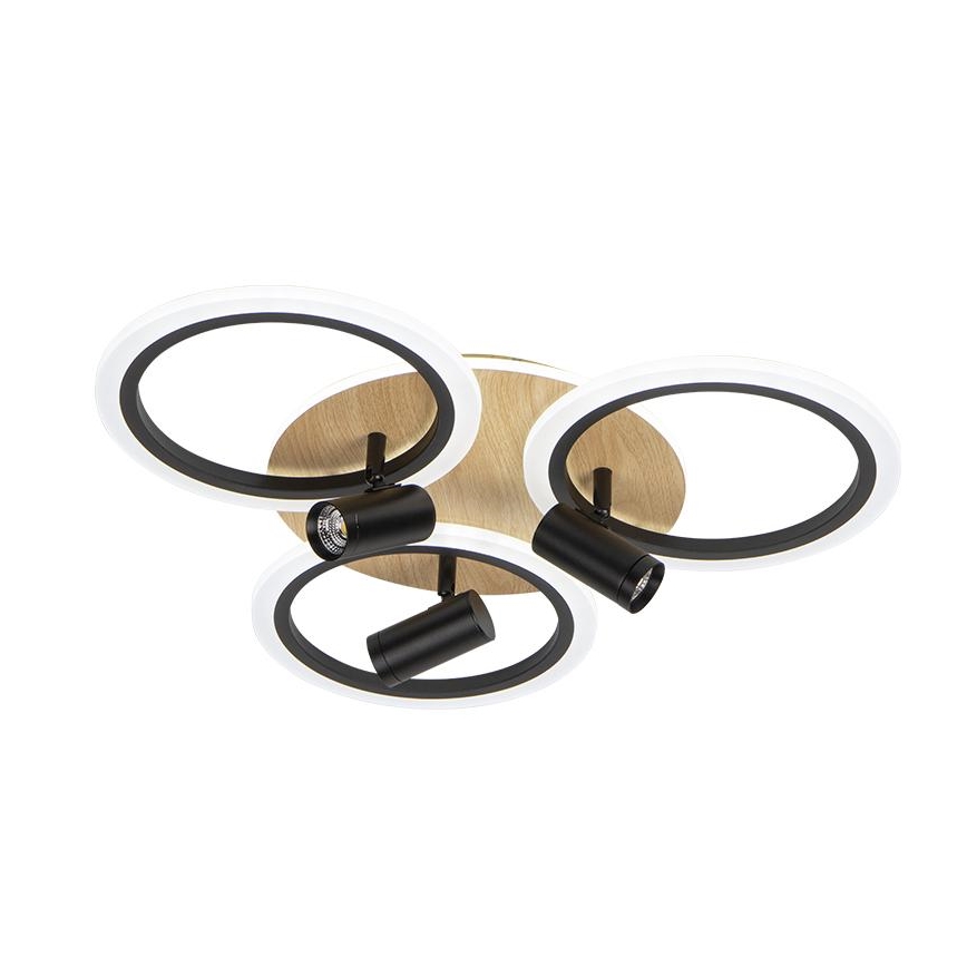 Світлодіодний регульований стельовий світильник LED/70W/230V 3000-6500K чорний/коричневий + дистанційне керування