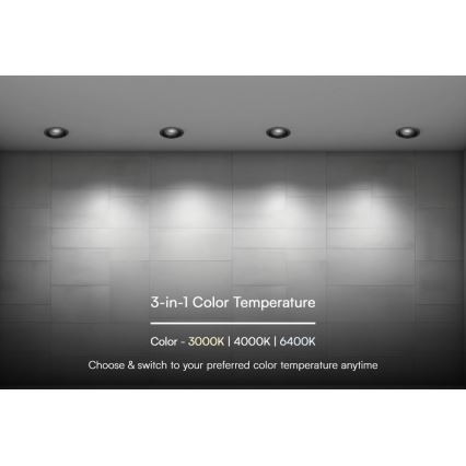 Світильник вбудований світлодіодний LED/24W/230V 3000/4000/6400K Ø 13,5 см чорний