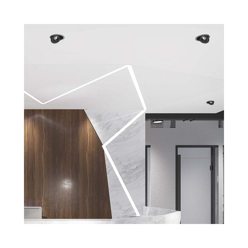 Світильник точковий вбудований LED/28W/230V 3000/4000/6400K діам. 20 см чорний