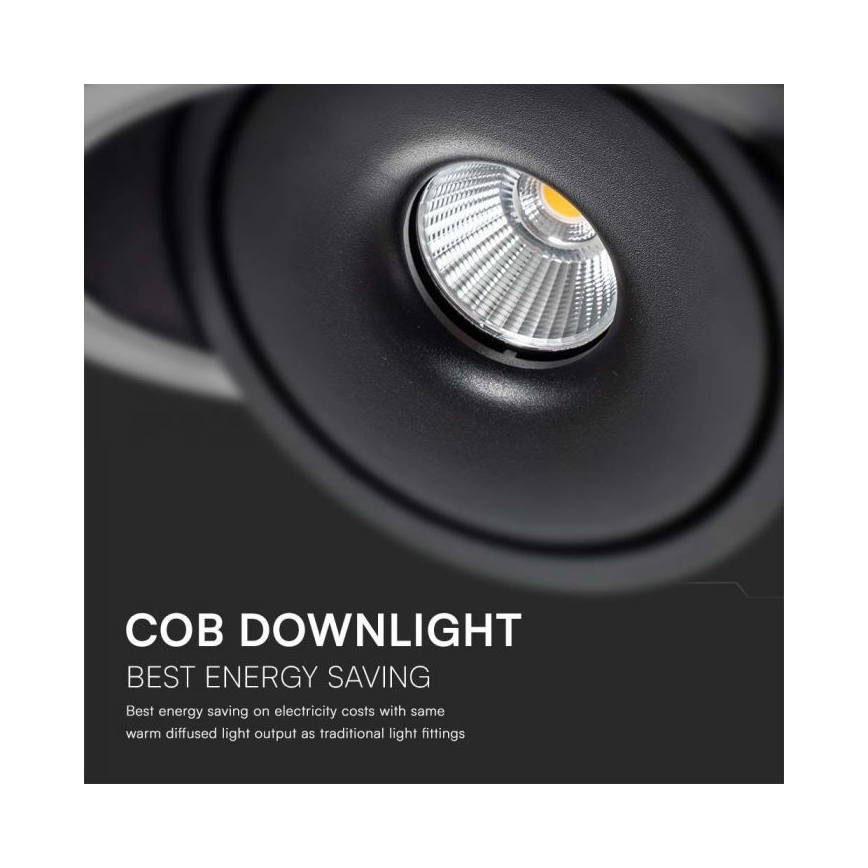 Світильник точковий вбудований LED/28W/230V 3000/4000/6400K діам. 20 см чорний