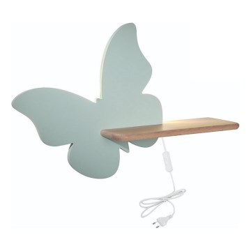 Світильник настінний дитячий LED з полицею BUTTERFLY LED/5W/230V зелений/дерево,