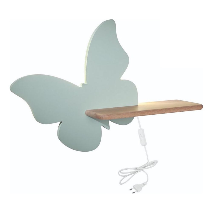 Світильник настінний дитячий LED з полицею BUTTERFLY LED/5W/230V зелений/дерево,