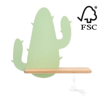 Світильник настінний дитячий LED з полицею CACTUS LED/4W/230V зелений/дерево,