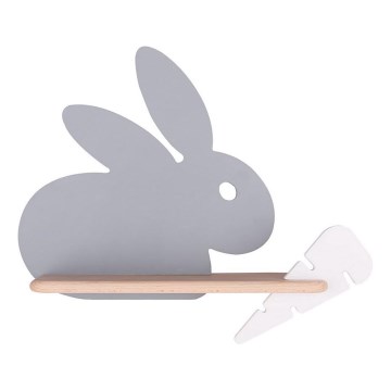 Світильник настінний дитячий LED з полицею RABBIT LED/4W/230V сірий/білий/дерево,
