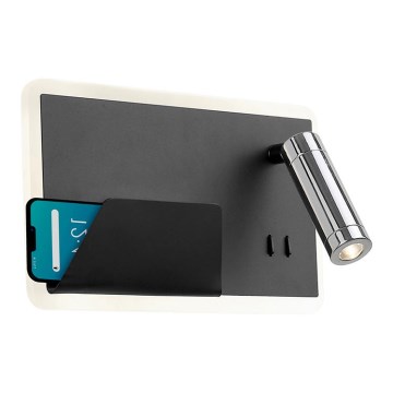 Світильник настінний LED BOARD LED/7,8W/230V + LED/3W чорний/глянцевий хром