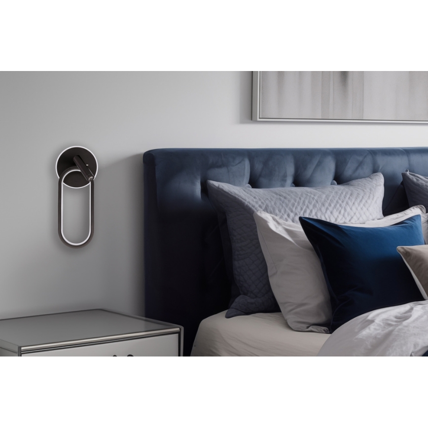 Світильник настінний LED MONET LED/13W/230V + LED/2W 3000/4000/6000K чорний