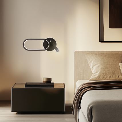 Світильник настінний LED MONET LED/13W/230V + LED/2W 3000/4000/6000K чорний