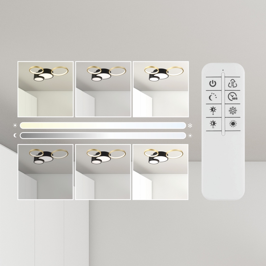 Світильник стельовий димований ALIZEE LED/30W/230V 3000-6500K чорний/золотий