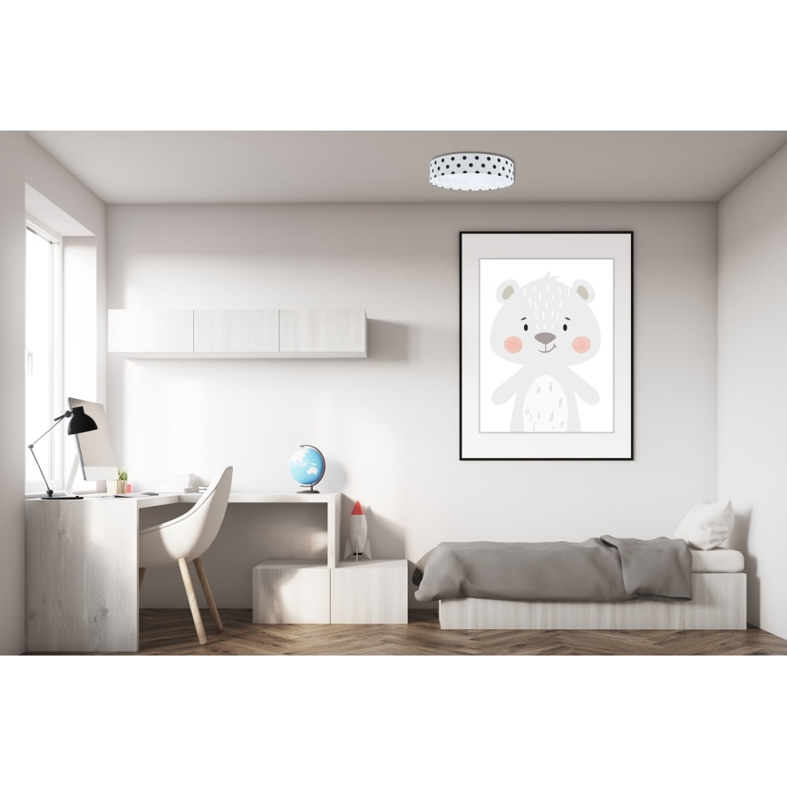 Світильник стельовий дитячий LED GALAXY KIDS LED/24W/230V білий/чорний у горошок