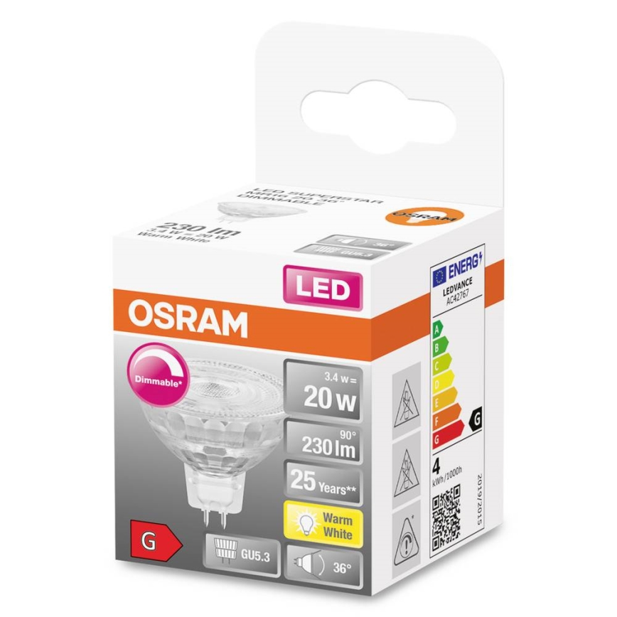 Світлодіодна димована лампа GU5,3/3,4 Вт/230 В 2700K CRI 90 - Osram